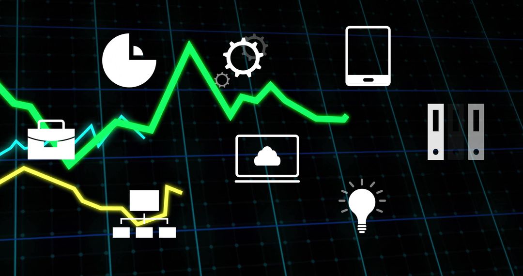 Digital Analysis with Line Graph and Business Icons