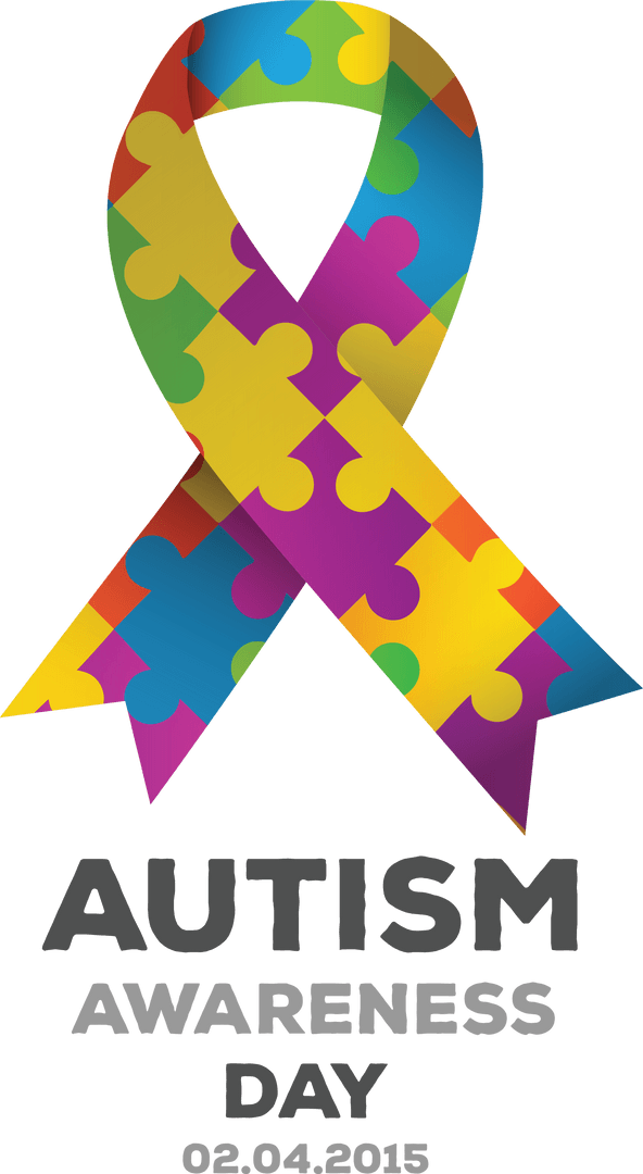 Autism Awareness Day Text on Transparent Background