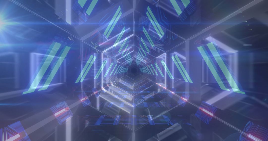 Futuristic Digital Tunnel with Geometric Patterns