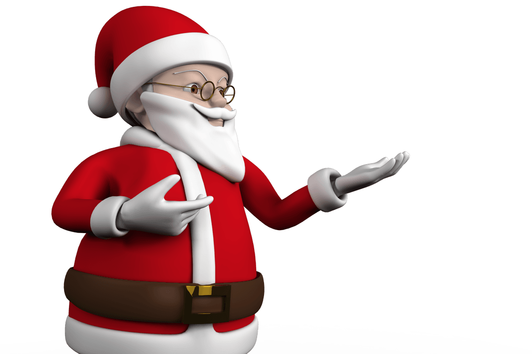 Charming Cartoon Santa Claus Gesturing on Transparent