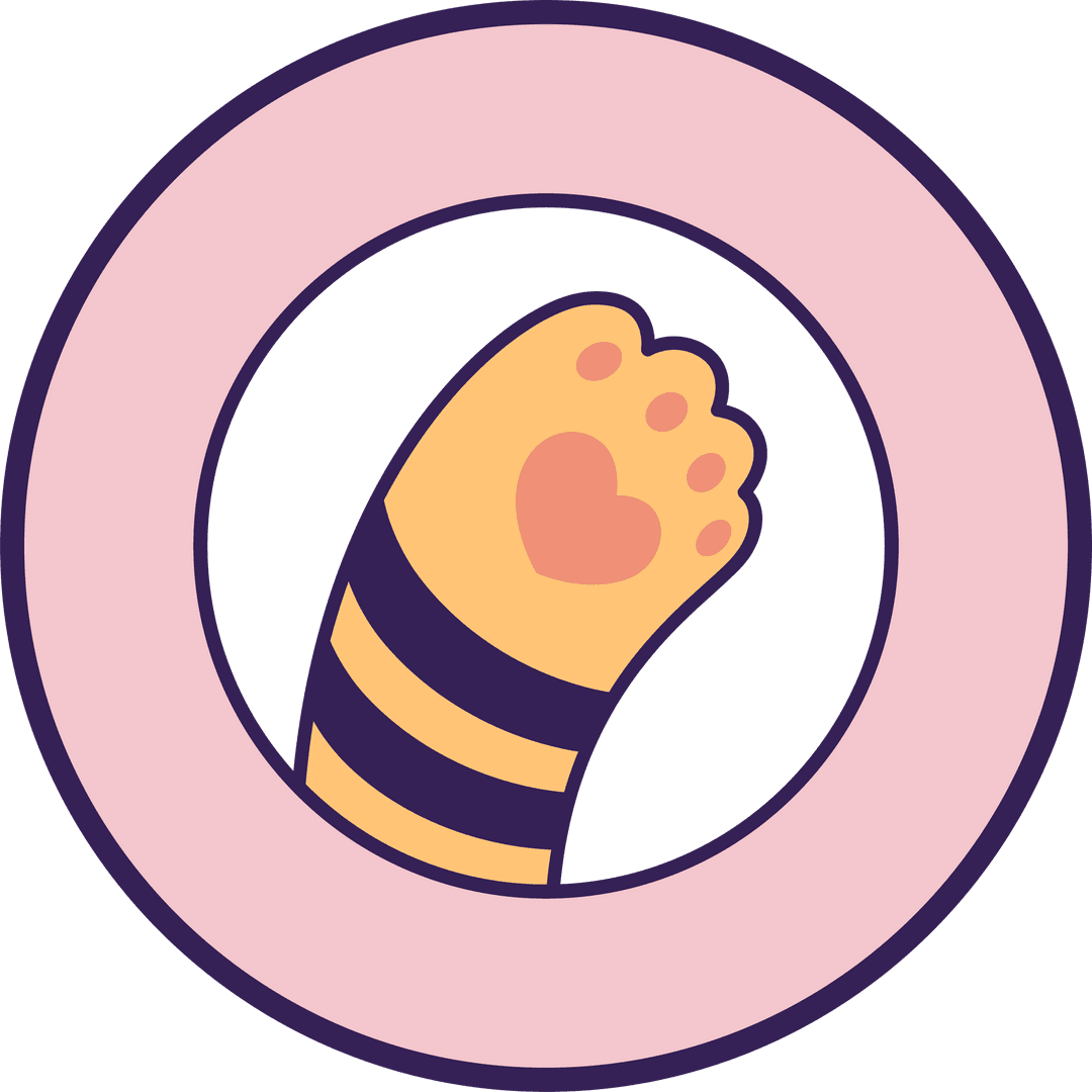 Colorful Cartoon Paw with Heart Pad Symbol on Transparent Background