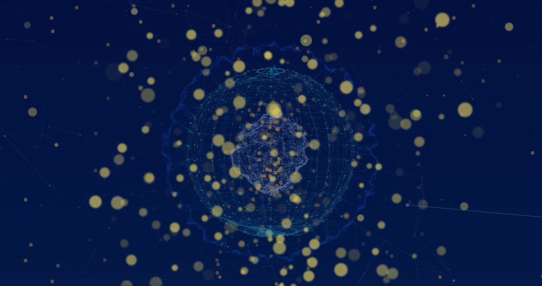 Digital Network Globe with Floating Polygons