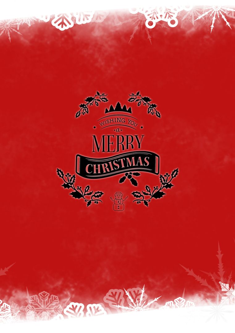Festive Merry Christmas Card Design with Snowflakes
