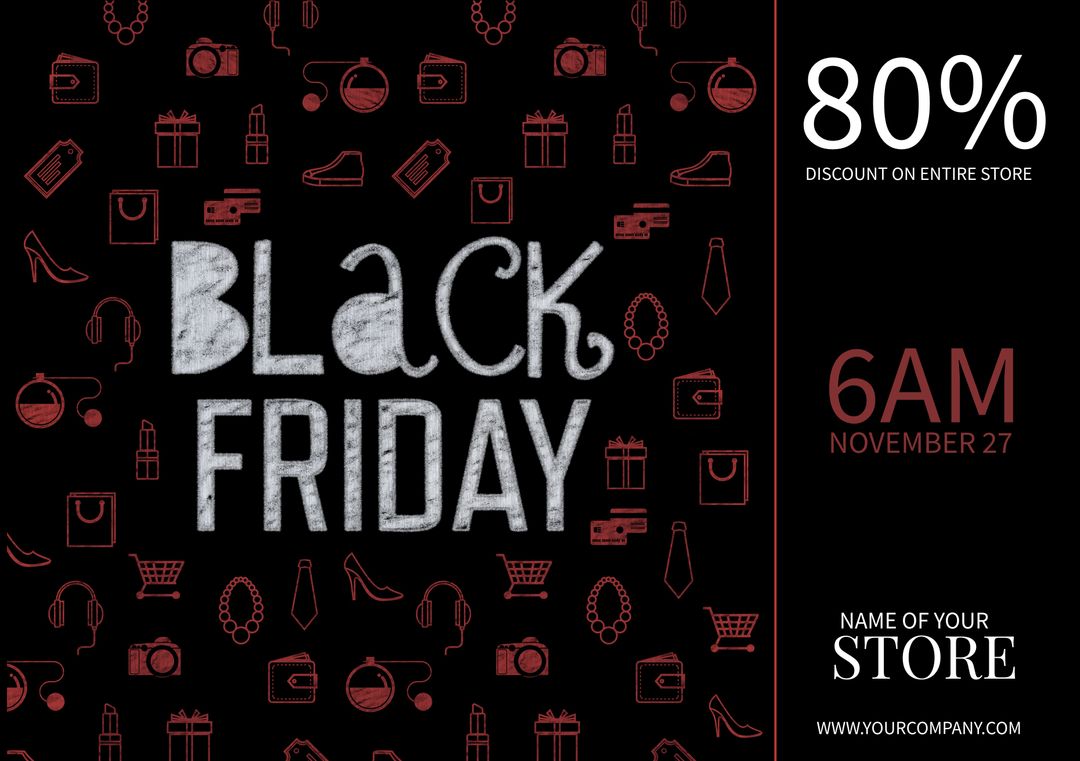 Black Friday Sales Promotion Template with Bold White Text - Download Free Stock Templates Pikwizard.com