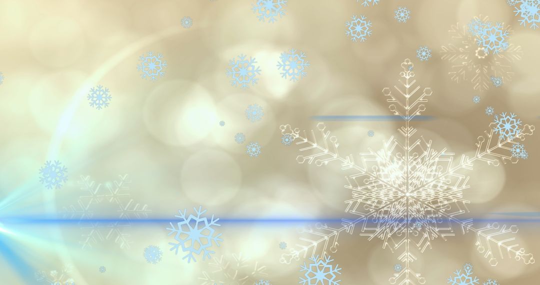Abstract Winter Background with Snowflakes and Light Spots