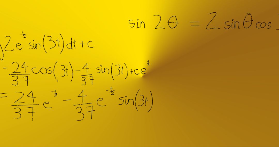 Handwritten Mathematical Formulas on Yellow Background