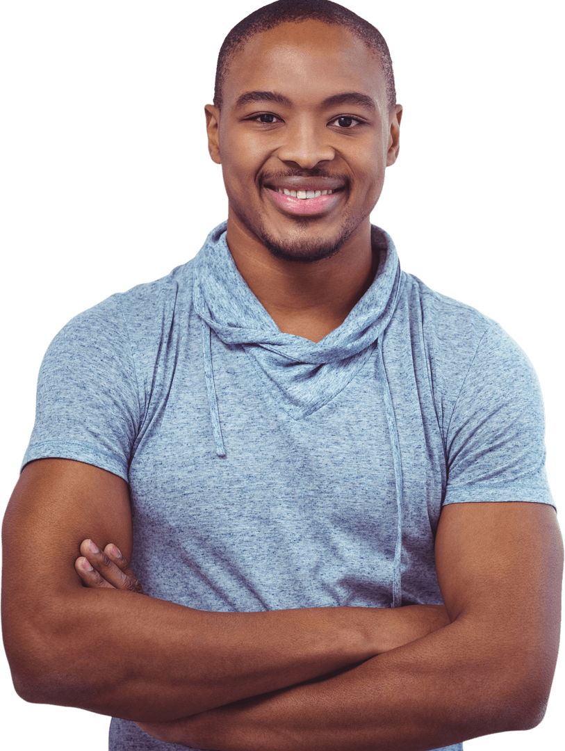 Smiling Biracial Man on Transparent Background