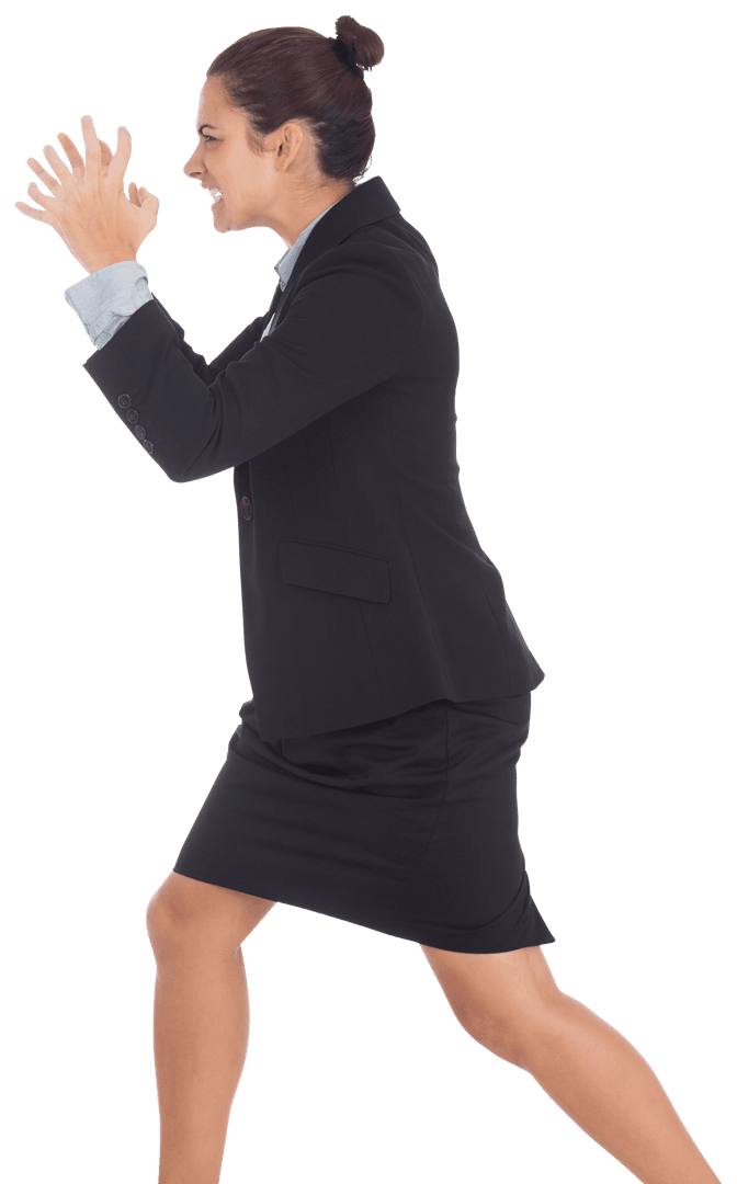 Transparent Businesswoman Screaming in Frustration