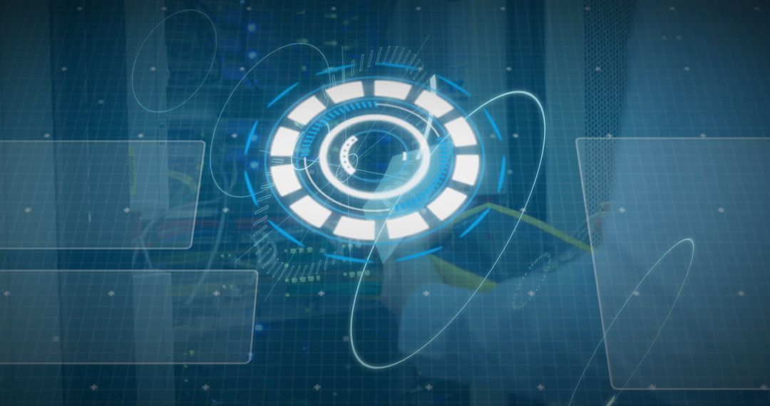 Futuristic Digital Interface Display in Tech Environment