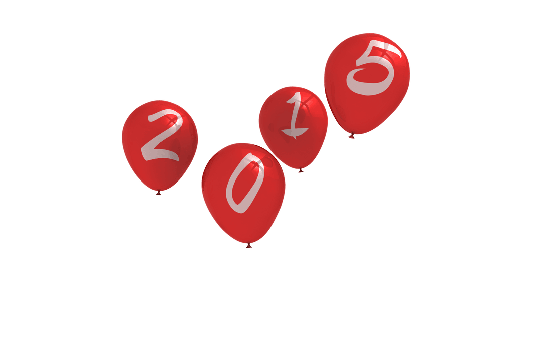 Red Balloons Forming 2015 on Transparent Background for Celebrations