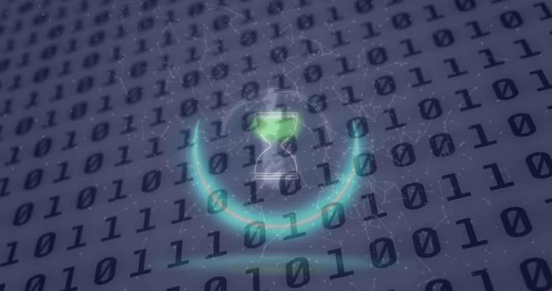 Neon Hourglass Overlapping Binary Code on Digital Screen - Free Images, Stock Photos and Pictures on Pikwizard.com
