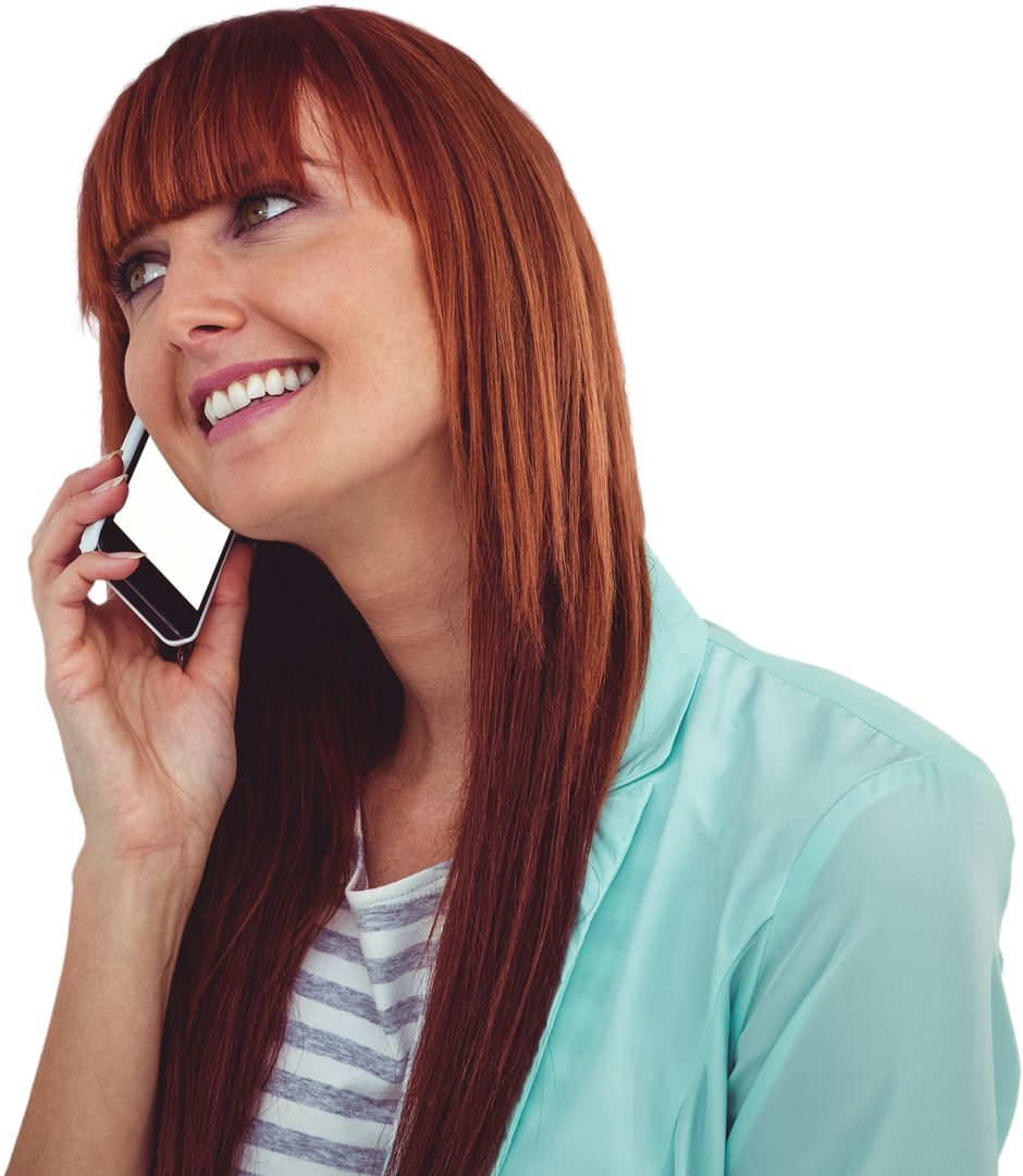 Smiling Woman Talking on Phone in Transparent Background - Download Free Stock Images Pikwizard.com