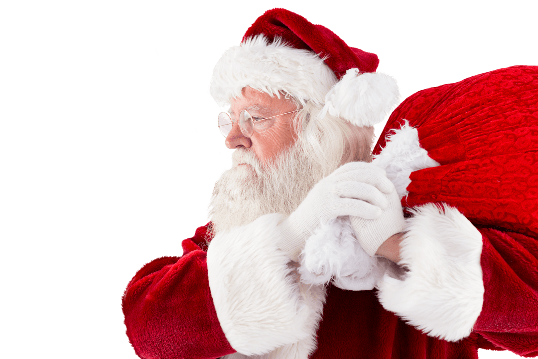 Transparent Santa Claus Carrying Red Sack Over Shoulder