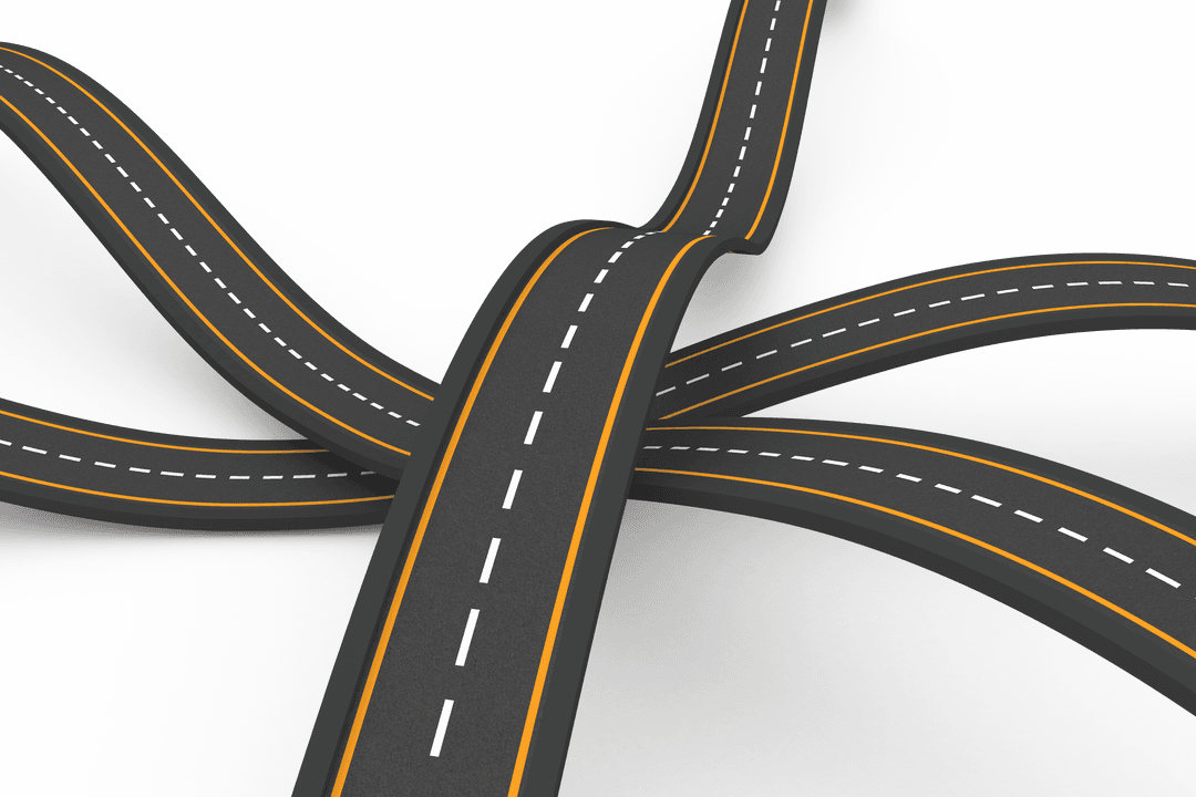 Transparent Curving Roads Illustrating Complex Traffic Networks