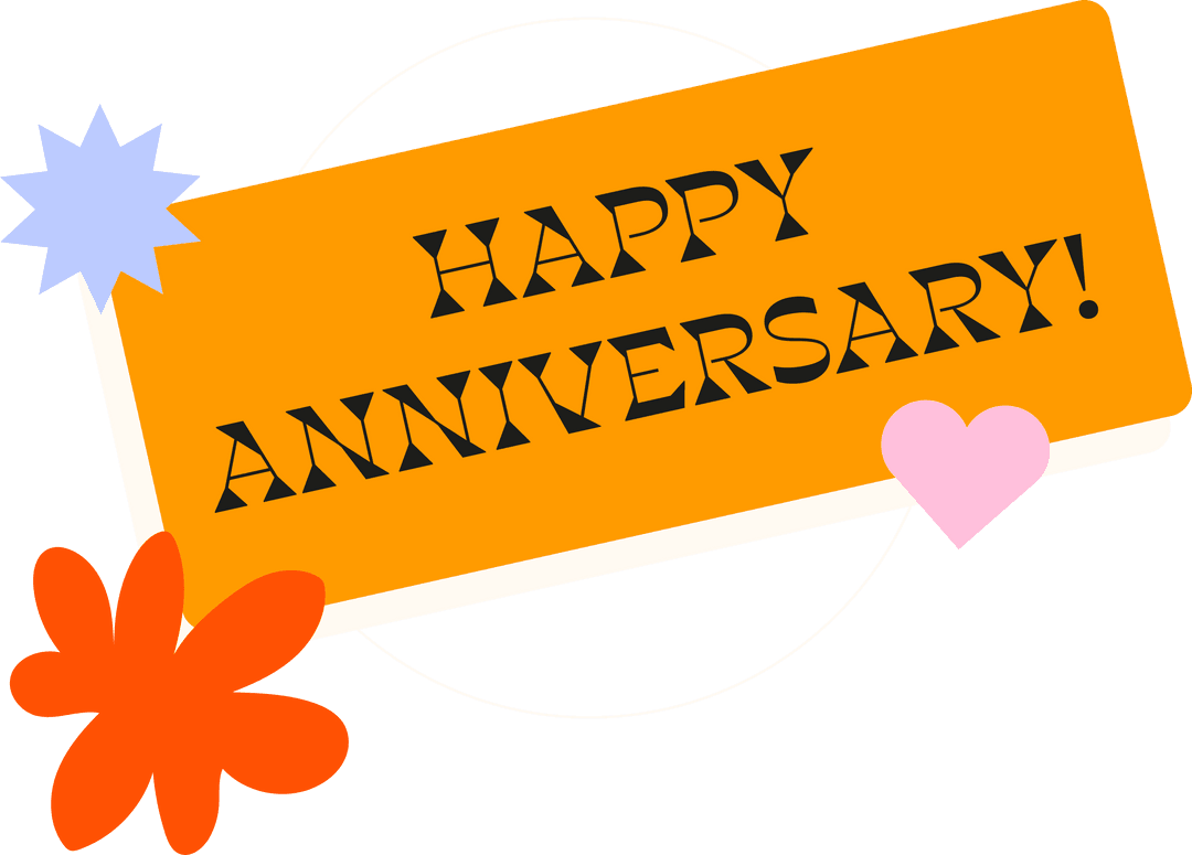 Flat Design Happy Anniversary Banner on Transparent Background