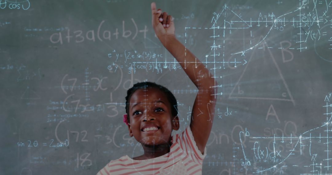 Enthusiastic Student Engaging in Math Classroom Participation