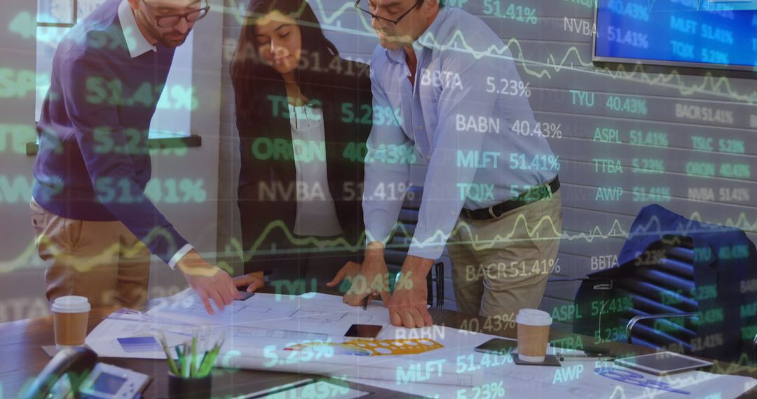 Business Team Analyzing Financial Data for Strategy Planning