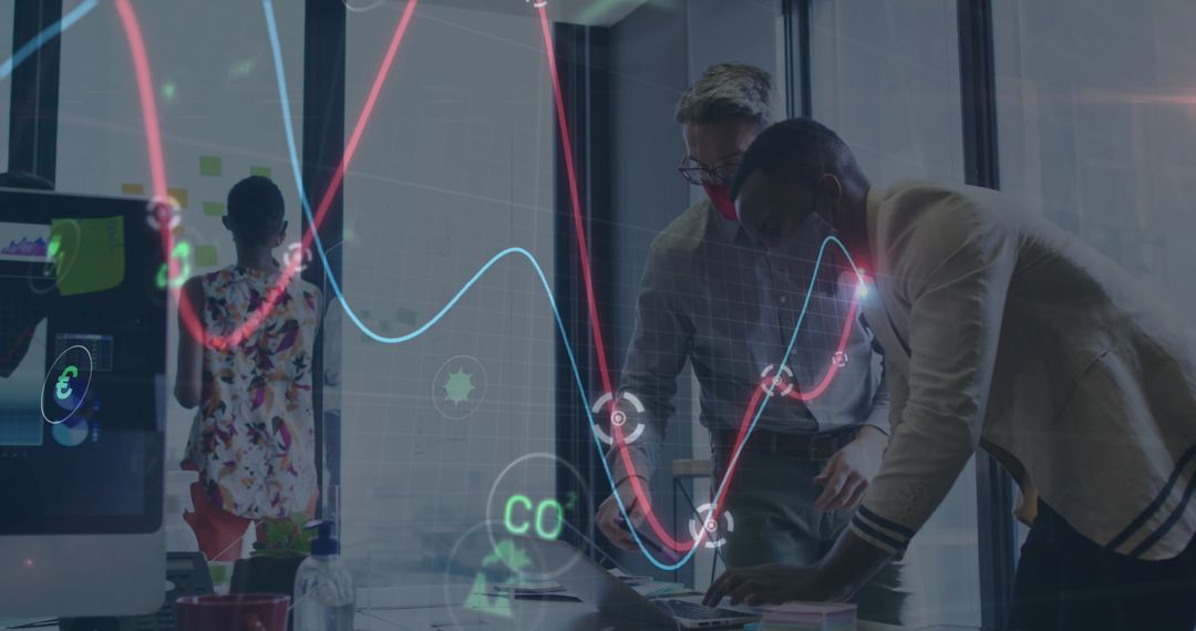 Diverse Team Analyzing Financial Data with Digital Charts