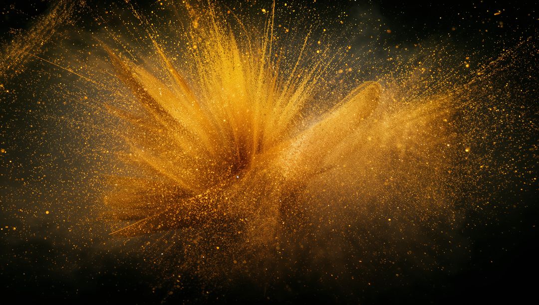 Golden Dust Explosion in Abstract Dark Space