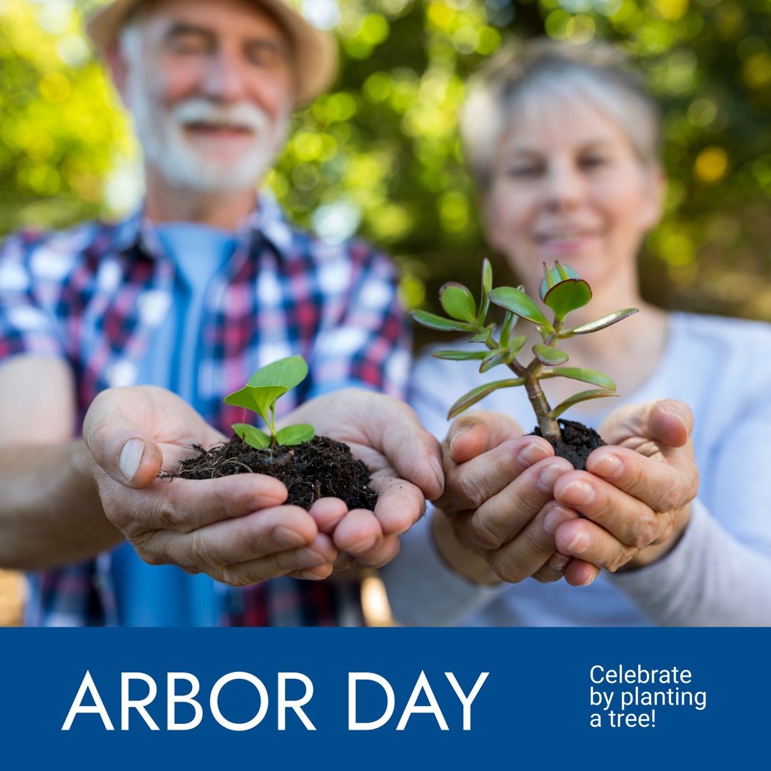 Senior Couple Holding Seedlings Celebrating Arbor Day in Garden - Download Free Stock Templates Pikwizard.com