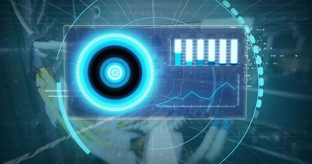 Digital Interface Display with Data Analytics Visuals