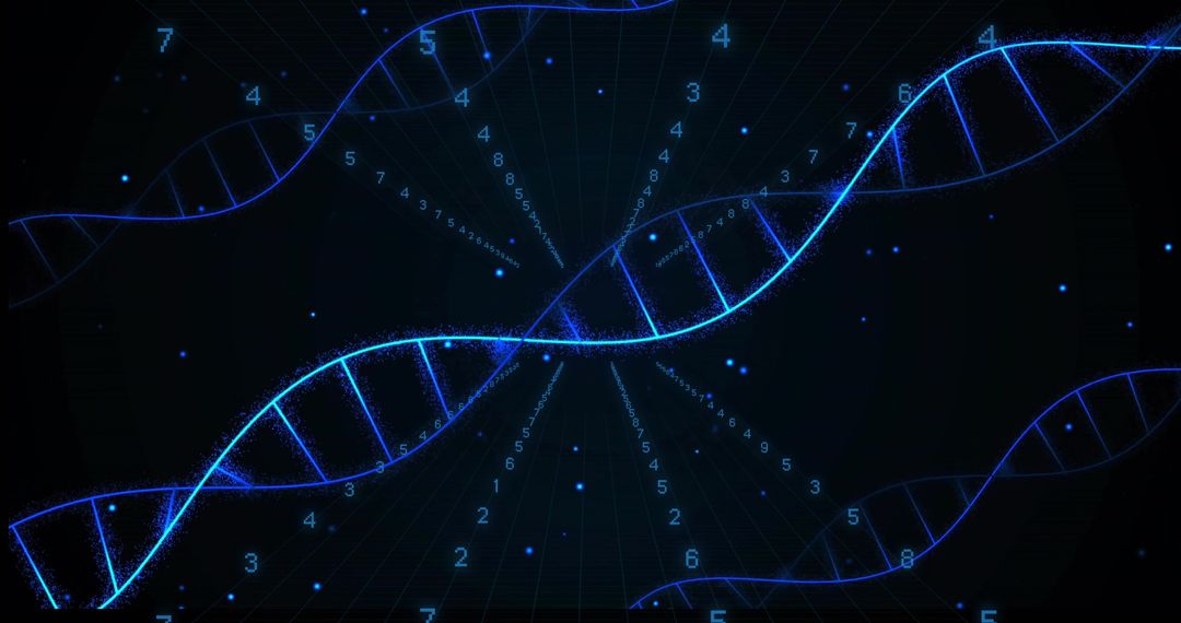 Glowing Blue DNA Helix in Futuristic Digital Interface