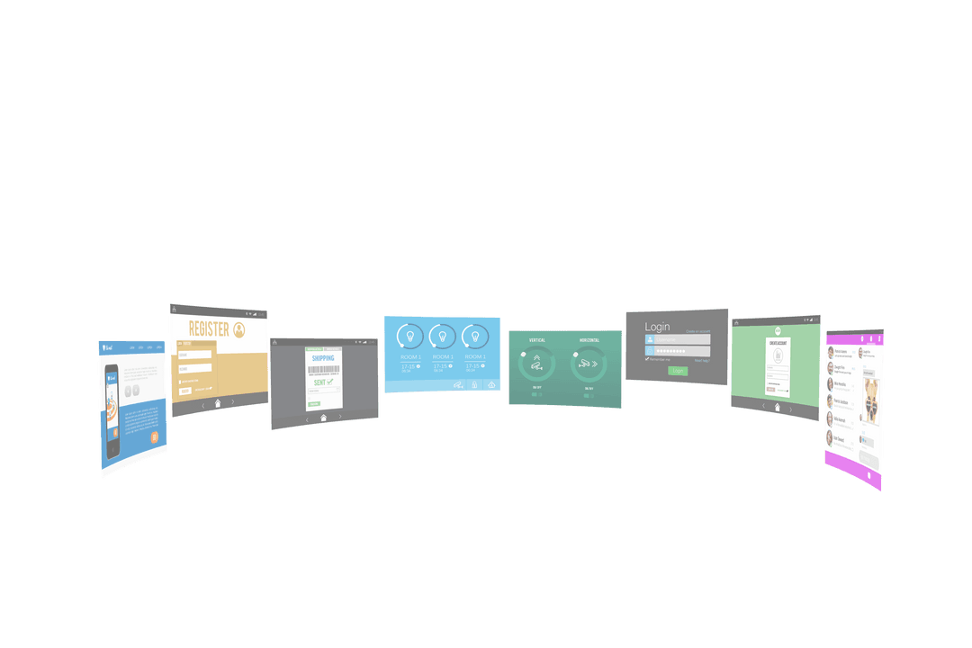 Digital Smart Screens on Transparent Background for Data Illustration