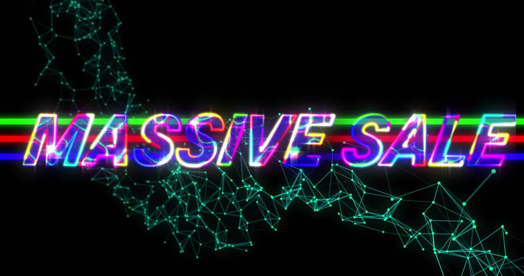 Glitchy Massive Sale Text with Futuristic Neon Effects