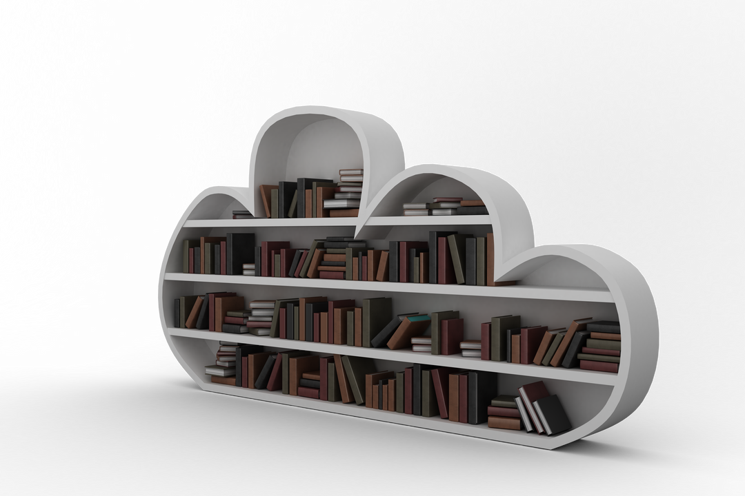 Cloud Shelf with Books Illustration on Transparent Background - Download Free Stock Images Pikwizard.com