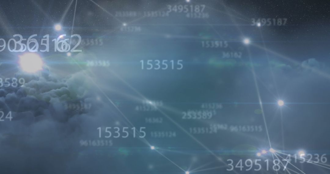 Digital Numbers Over Cloudy Sky with Global Connections Concept
