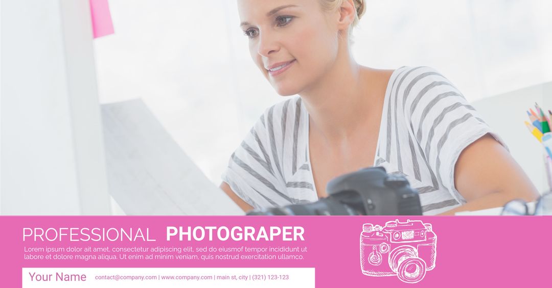 Professional female photographer adjusting camera for creative shoot