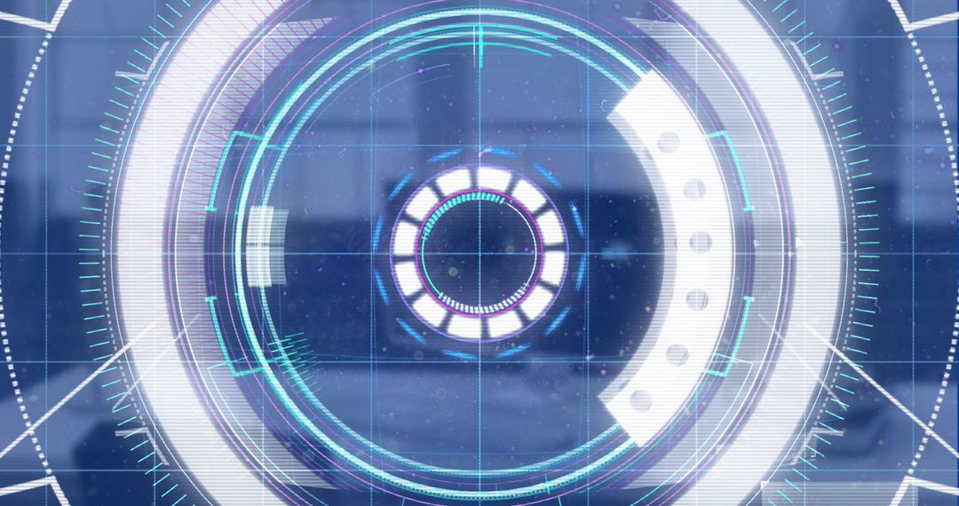 High-Tech HUD Interface Display in Modern Office Setting