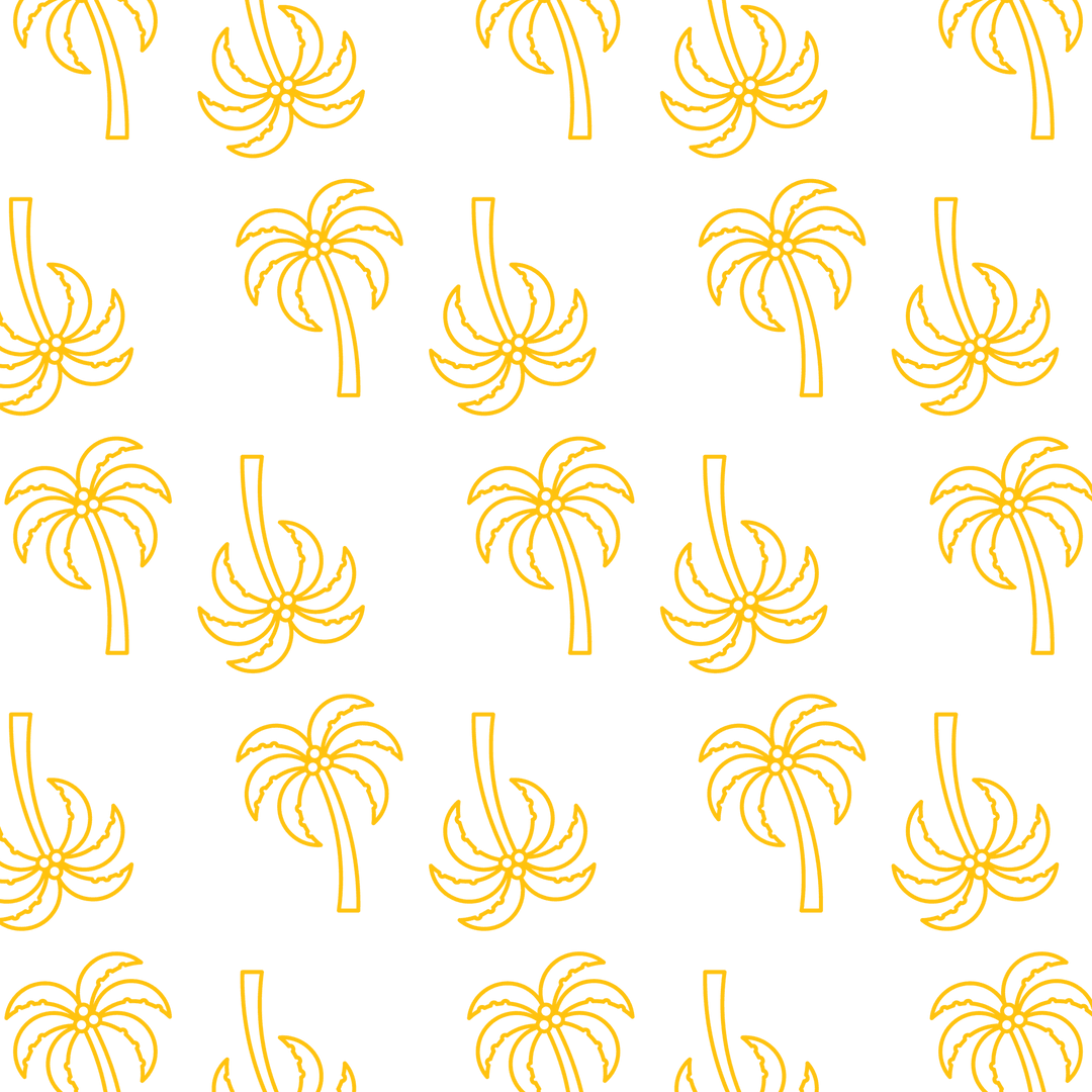 Seamless Yellow Palm Tree Pattern on Transparent Background