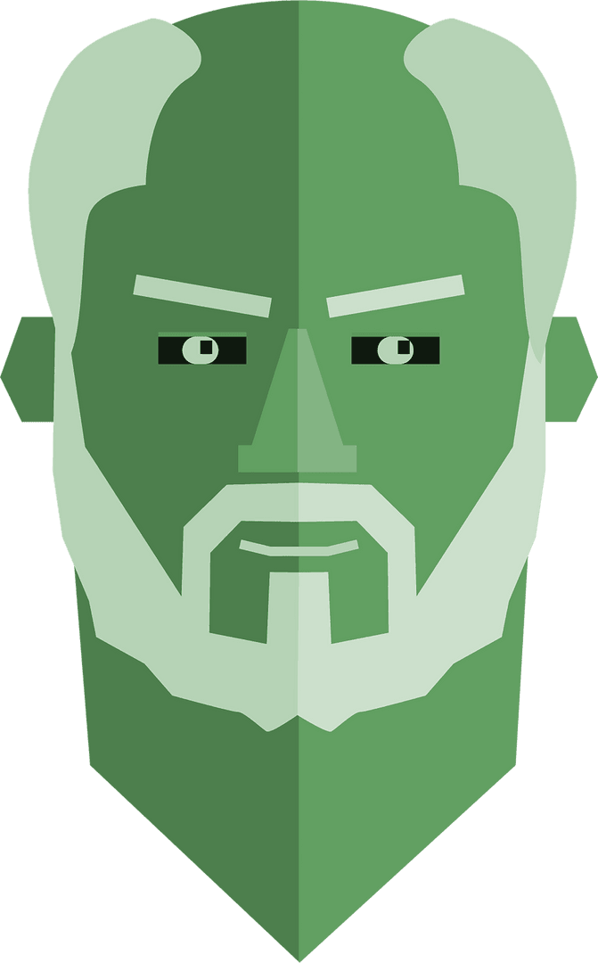Green Bearded Man Digital Illustration on Transparent Background