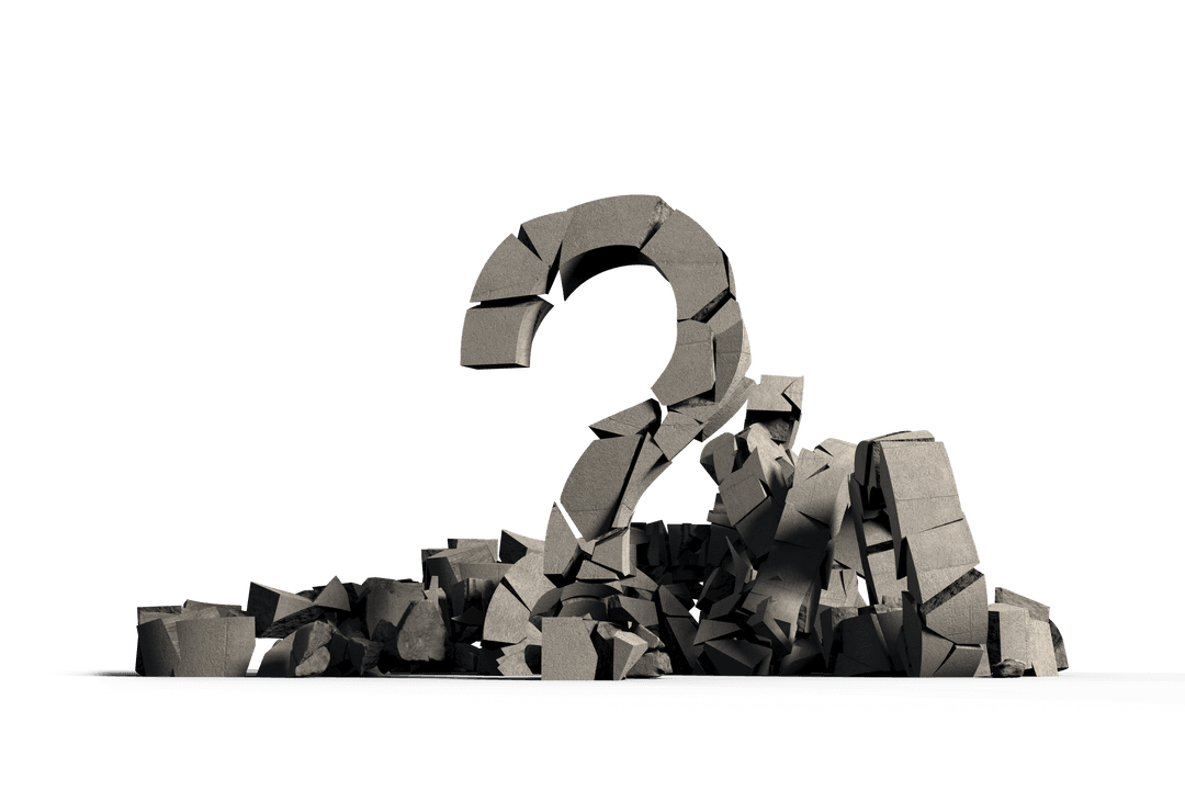 Crushed Question Mark Illustration on Transparent Background