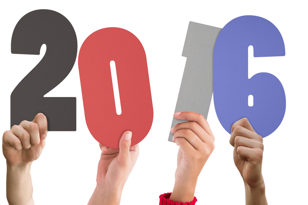 Transparent Illustration of Hands Holding 2016 Numbers