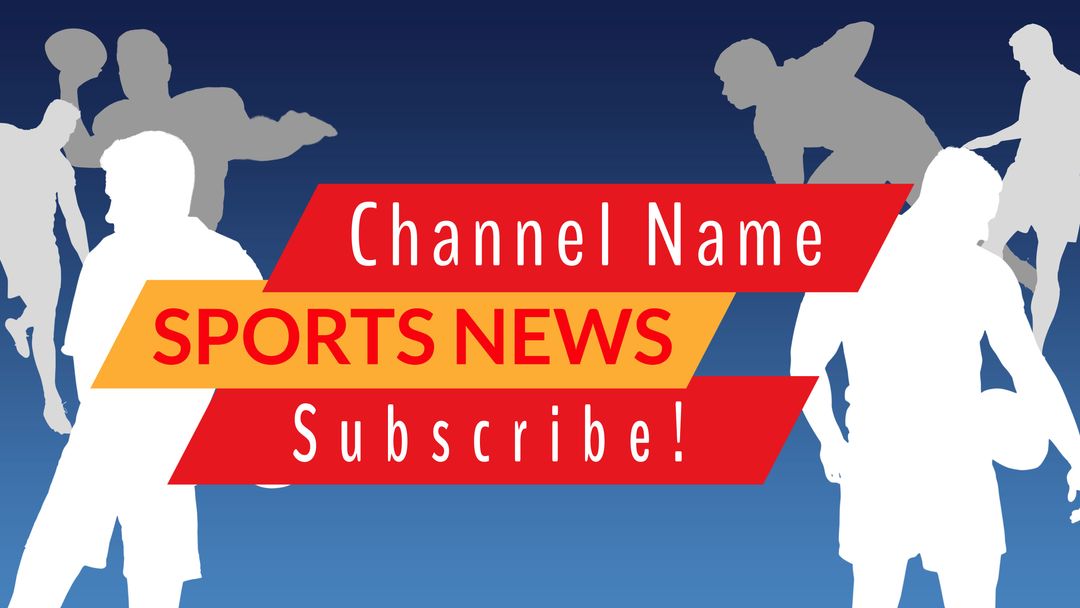 Dynamic sports news channel template with exciting athlete silhouettes