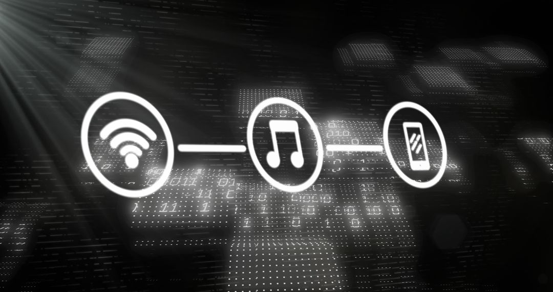 Digital Network and Communication Icons on Binary Code Background - Free Images, Stock Photos and Pictures on Pikwizard.com