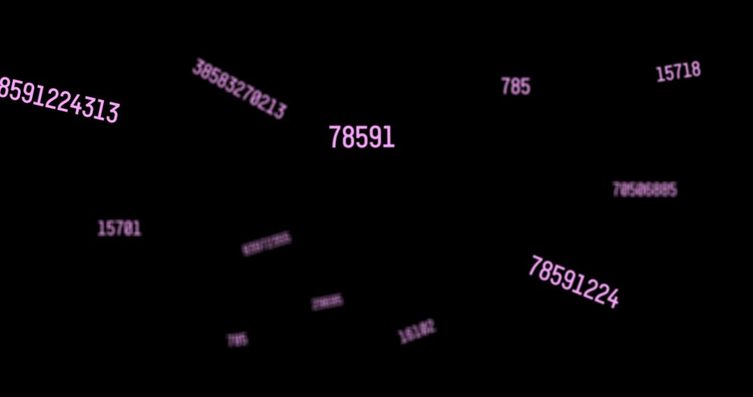 Abstract Pink Numbers Floating on Black Background
