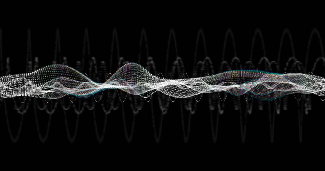 Dynamic Digital Audio Wave Visualization Against Black Background