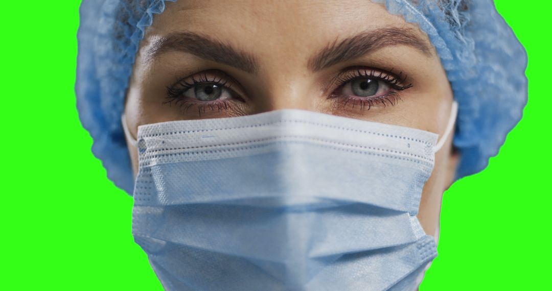 Female Healthcare Worker Wearing Surgical Mask and Cap - Free Images, Stock Photos and Pictures on Pikwizard.com