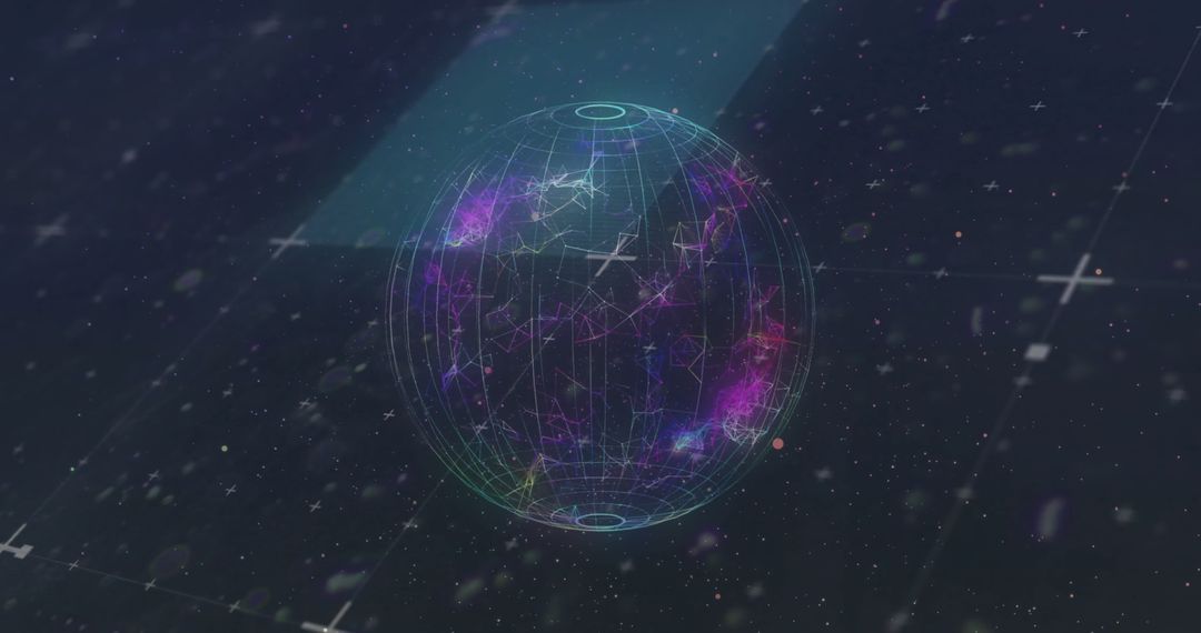 Digital Globe with Neon Network Connections in Space