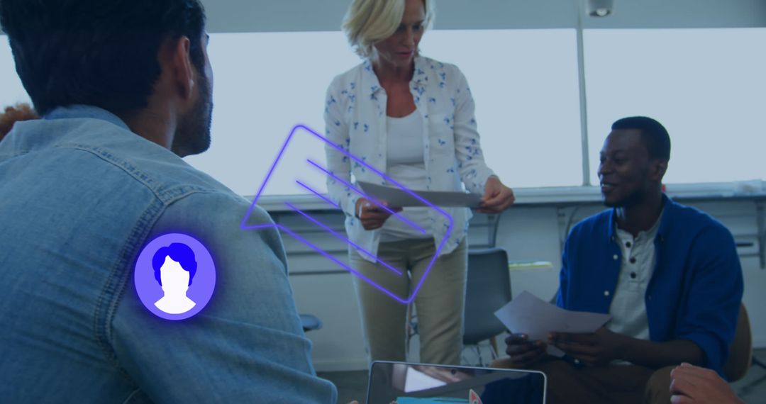 Diverse Students Connecting with Technology in Modern Classroom