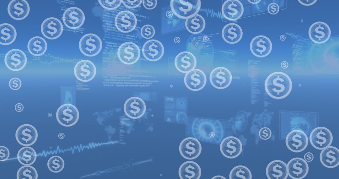 Digital Currency and Data Over Global Network Concept