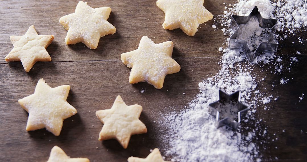 The image showcases homemade star-shaped cookies, suggesting cozy traditional baking. - Free Images, Stock Photos and Pictures on Pikwizard.com