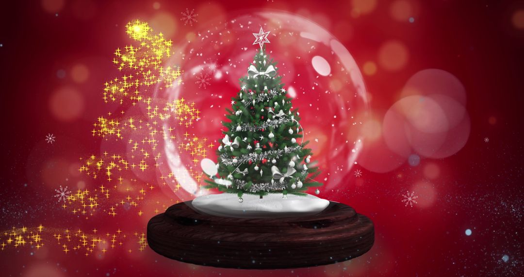 Festive Snow Globe Encasing Illuminated Christmas Tree