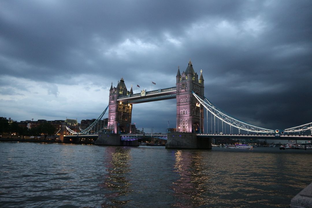 Tower Bridge at Dusk with Cloudy Sky - Free Images, Stock Photos and Pictures on Pikwizard.com