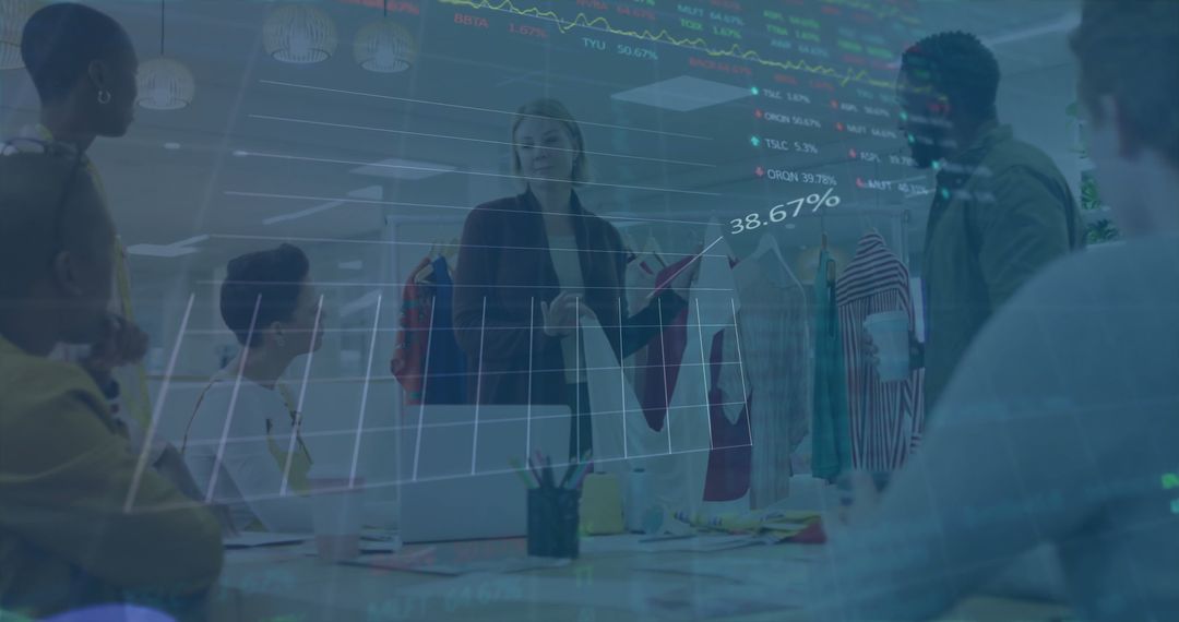 Diverse Team Analyzing Global Financial Data Projections