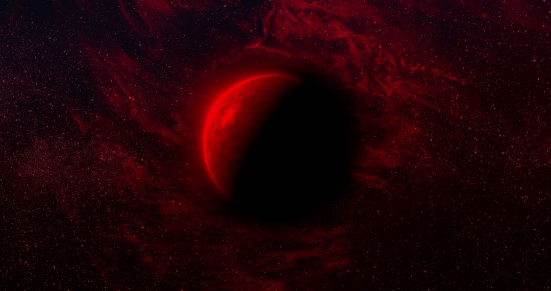 Red Planet in Mysterious Dark Space Galaxy