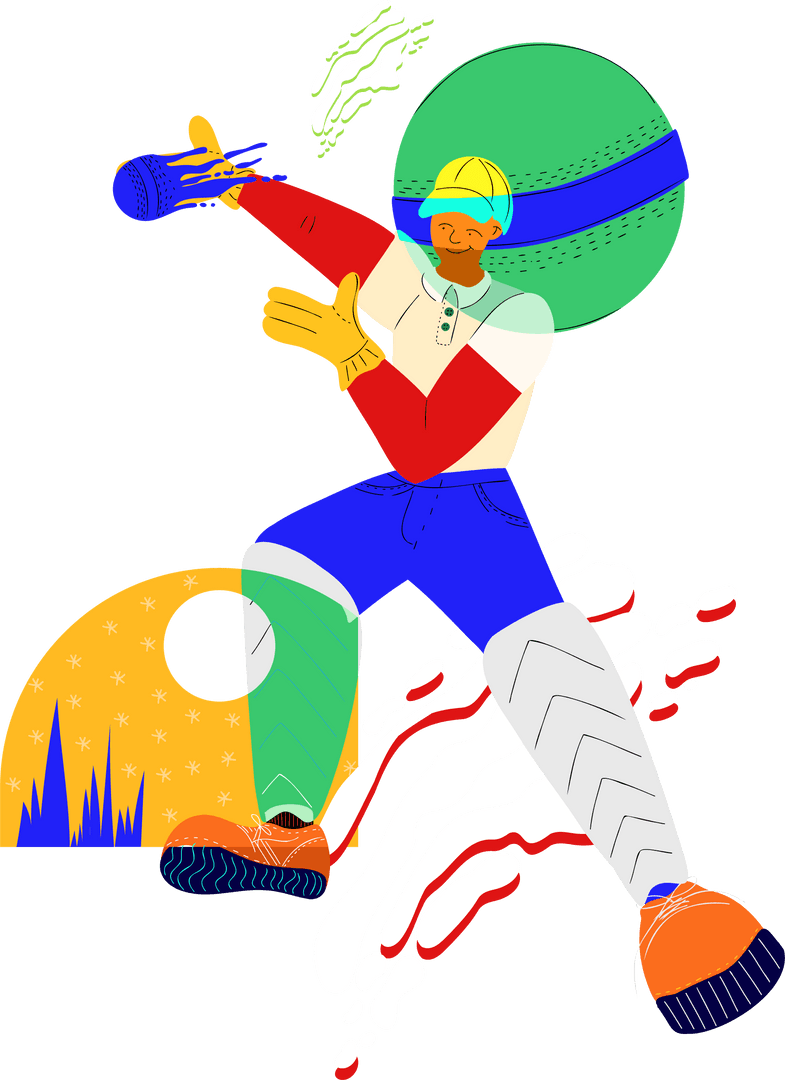 Transparent Vector Athlete Swinging Bat in Dynamic Motion